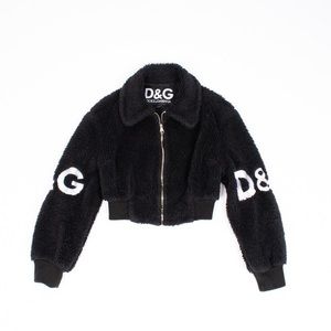 D&G womens black fleece coat